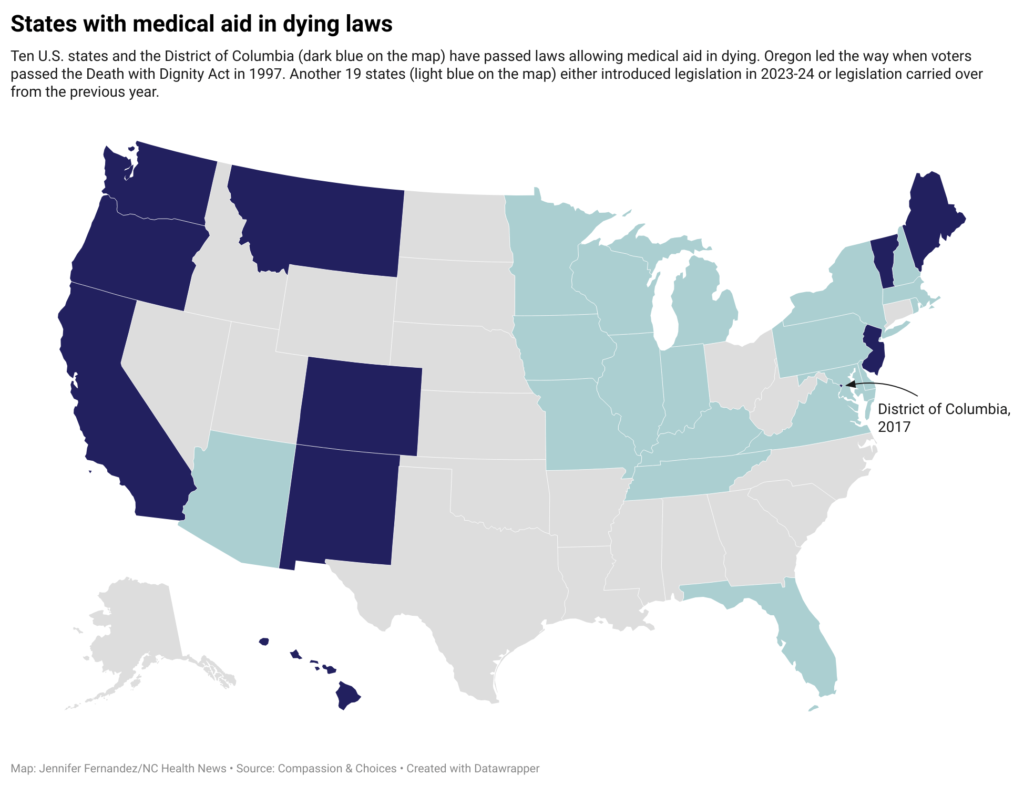 US states with medical aid in dying laws