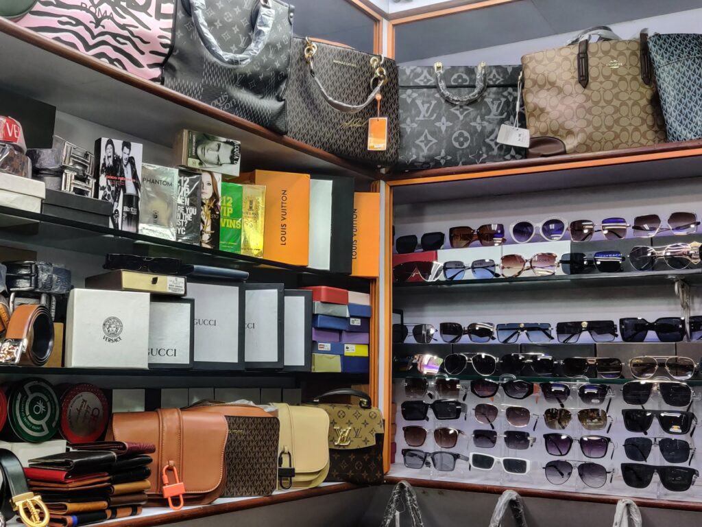 Fake luxury items at a shop in Fancy Market Kolkata 1732648528