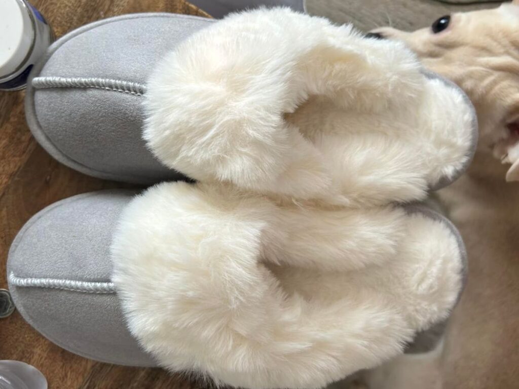 Parlovable Womens Cozy Fur Slippers in gray