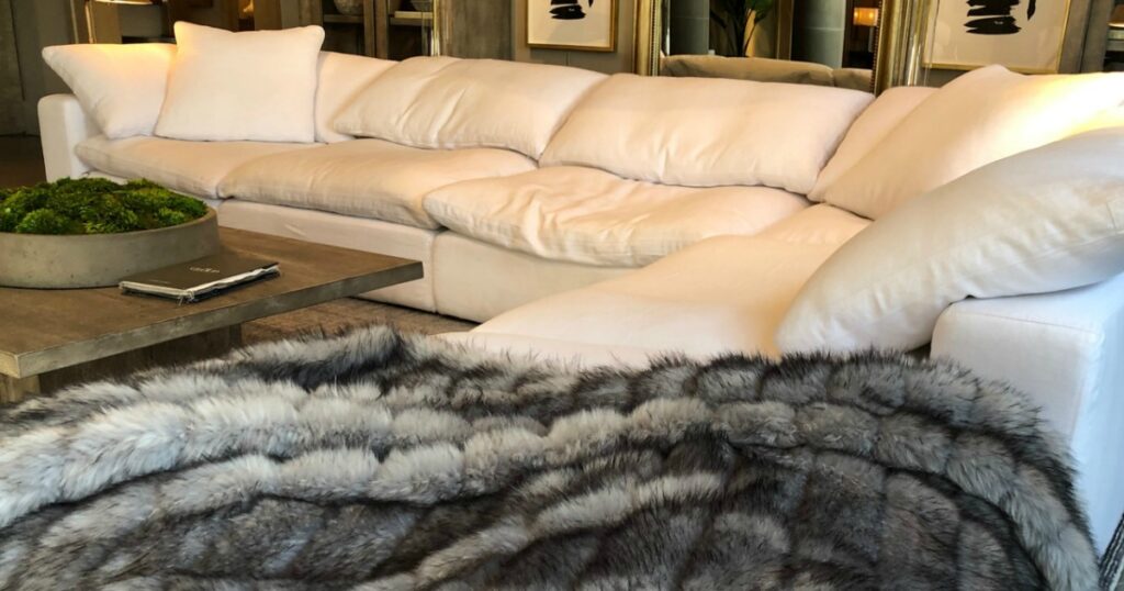 cloud couch with blanket