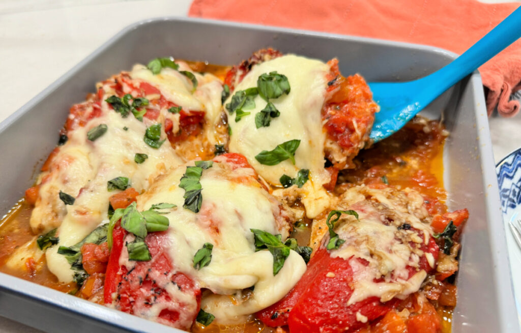 dishing up easy bruschetta chicken bake 2