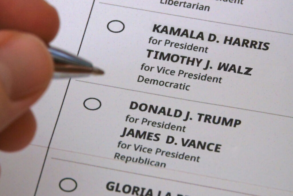 harris trump presidential paper ballot