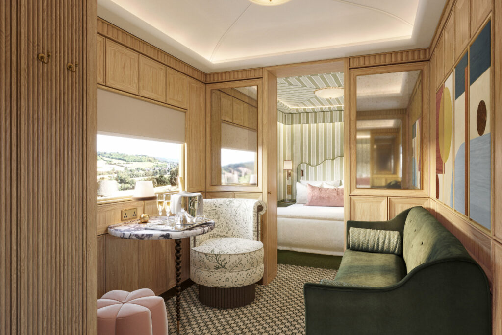 A guest room on The Britannic Explore a Belmond sleeper train in the UK