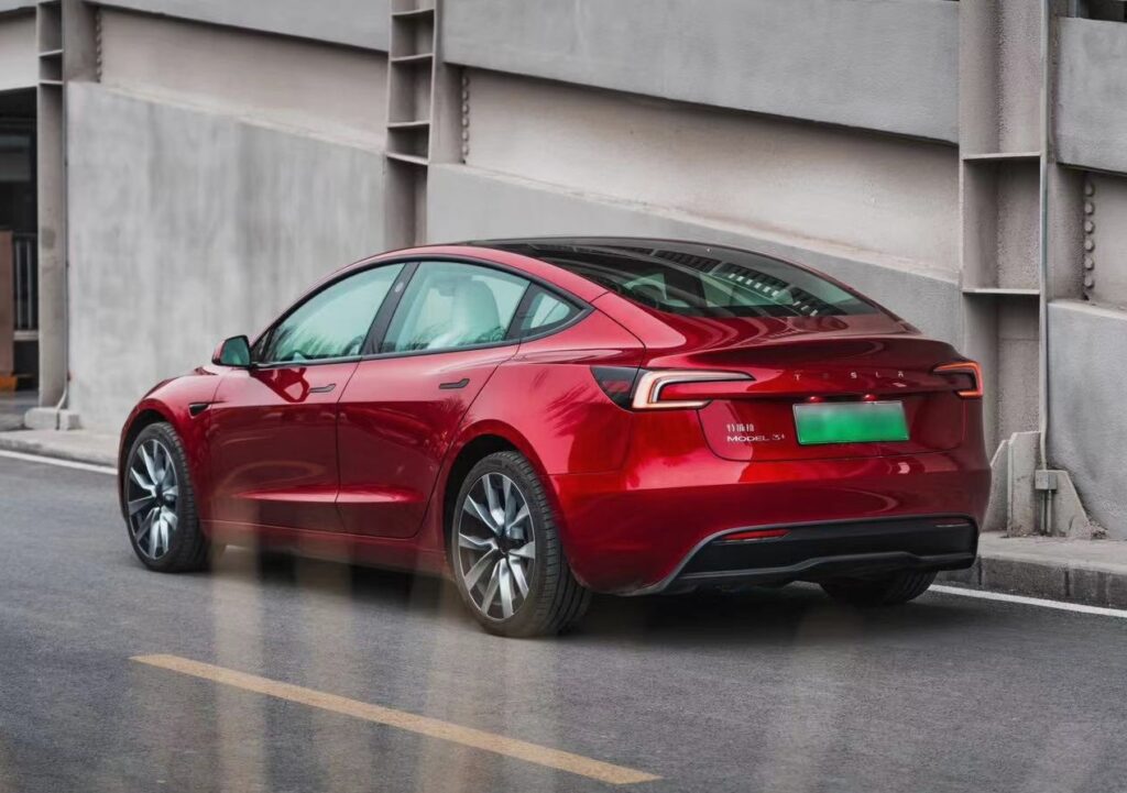 tesla model 3 rear ultra red logo 1