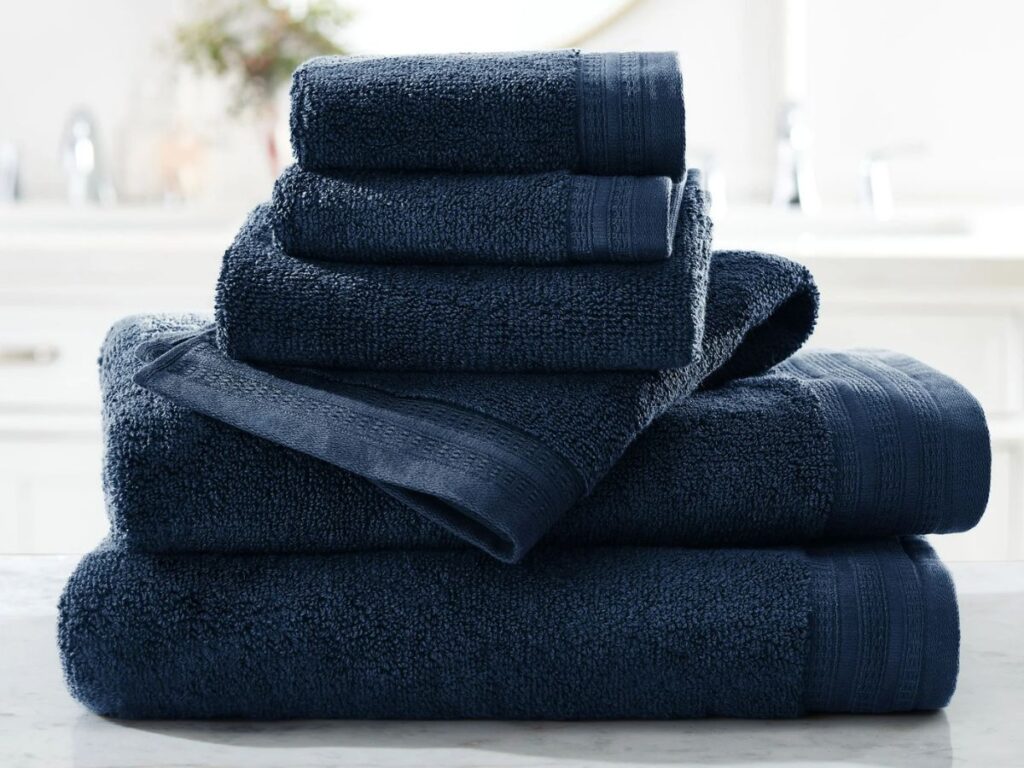 Hotel Style 6 Piece Egyptian Cotton Tencel Lyocell Bath Towels in Blue